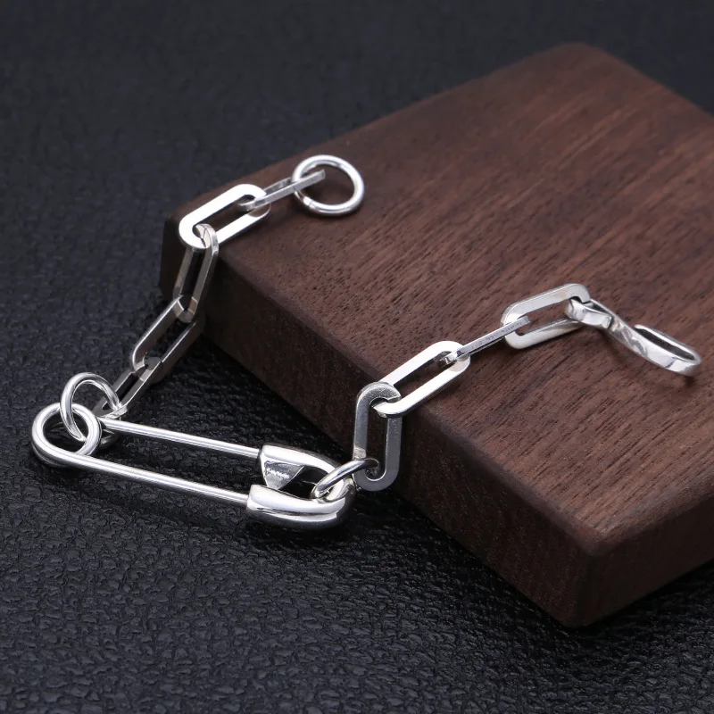 925 sterling silver men's bracelet jewelry retro Thai Korean fashion personality chain pin brooch men and women | Украшения и