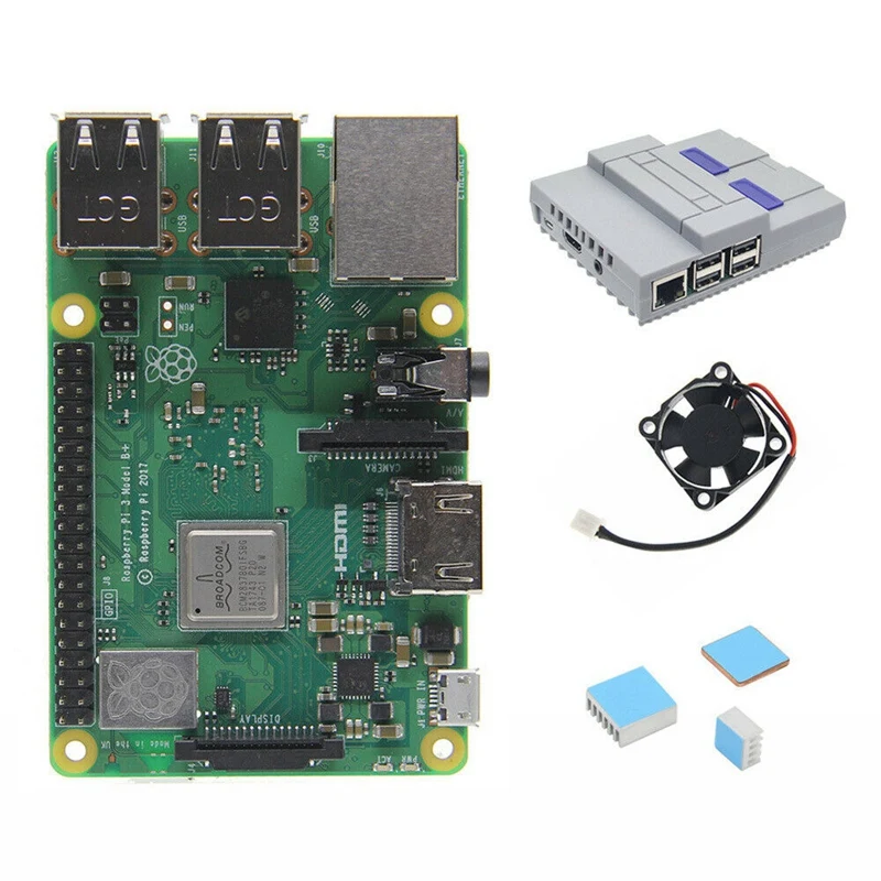 4 в 1 Raspberry Pi 3 Model B + (плюс) плата мини-чехол/корпус охлаждающий вентилятор радиаторы