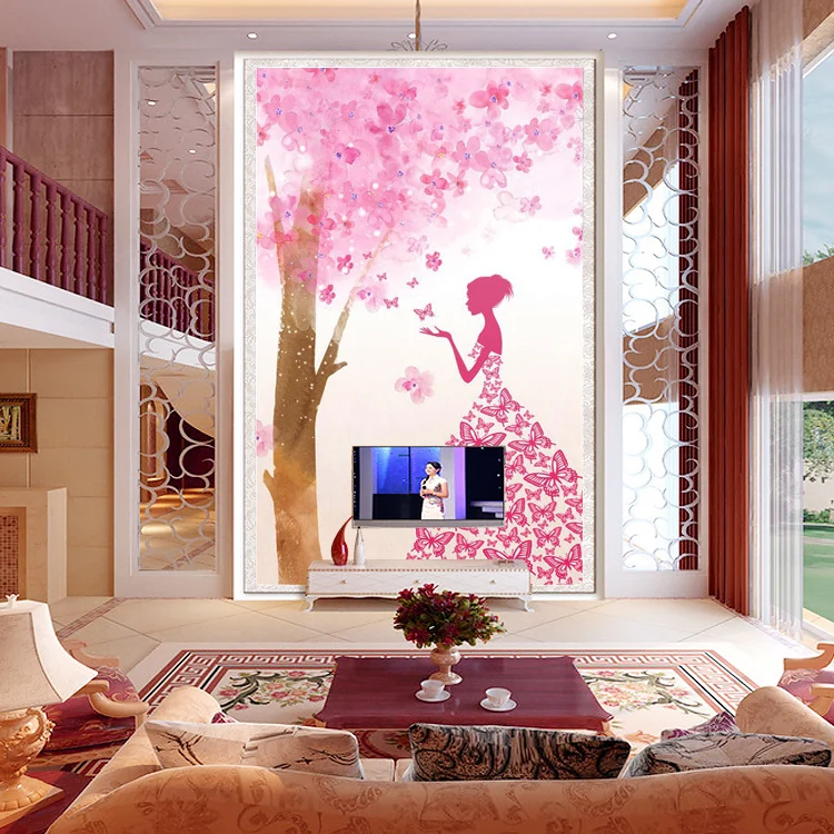 

Free Shippin modern minimalist 3D stereo wedding room girl room hallway bedroom living room Sakura art wallpaper mural
