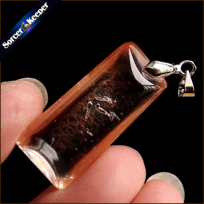 Для женщин Jewelry Цепочки и ожерелья Мода Редкие натуральный камень красный кролик волосы мех Рутиловый Кварц полированный кулон YS210