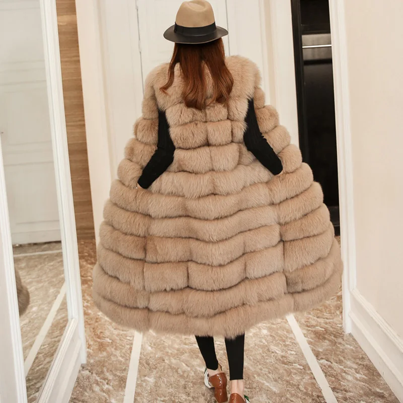 2021 Новая мода 100% натурального меха лисы длинный жилет натуральным лисьим мехом