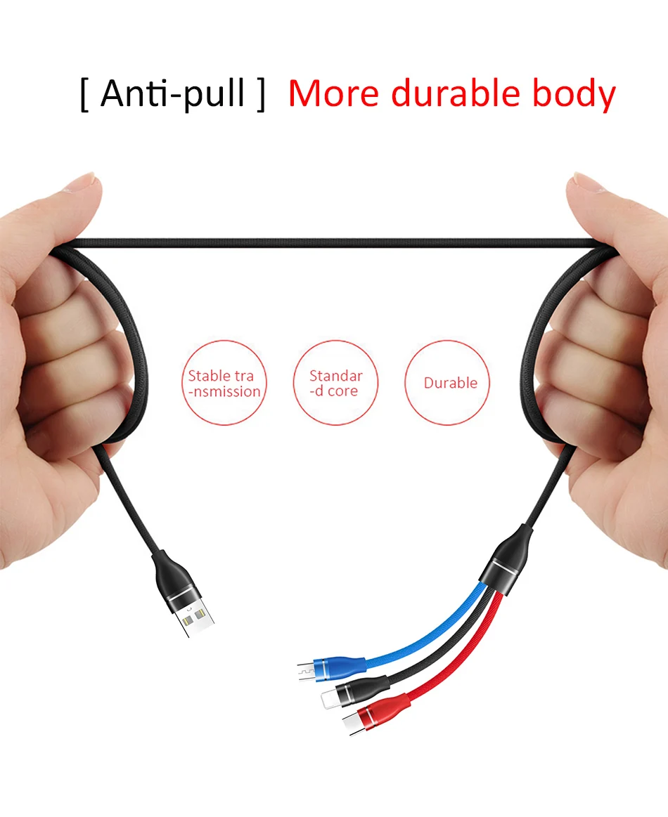 3 в 1 usb кабель для зарядки iPhone X 7 8 6 Plus XS Max XR usb type C кабель для samsung Xiaomi huawei кабель для зарядки 1,2 м