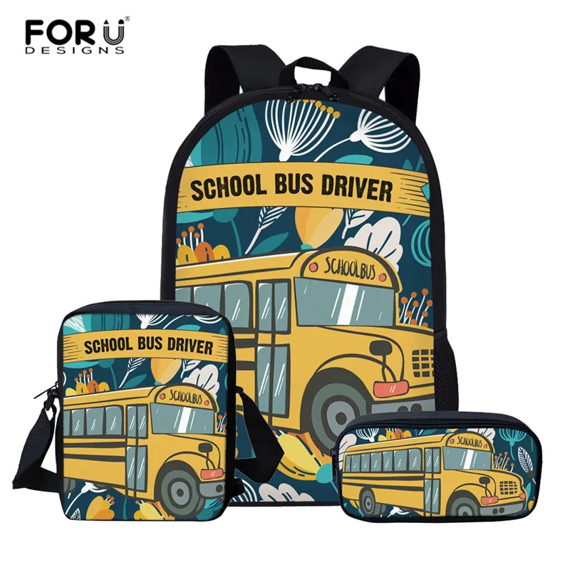 Школьные рюкзаки FORUDESIGNS для девочек школьные ранцы с принтом школьного автобуса