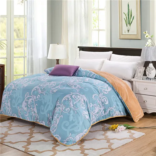 elegant blue AB постельные принадлежности, пододеяльник, фланелевый флис+ хлопок, одиночное одеяло, 1 шт., пододеяльник с принтом, зимнее покрывало на кровать, одеяло - Цвет: elegant blue