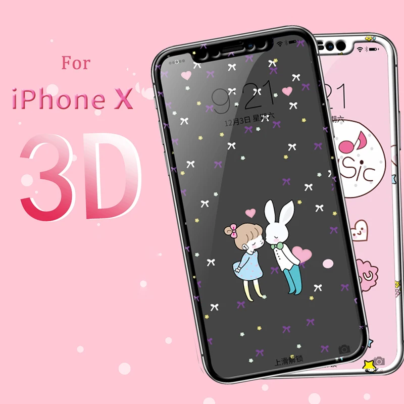 Для iphone x 3D стекло протектор экрана ультра-тонкий прекрасный мультфильм против
