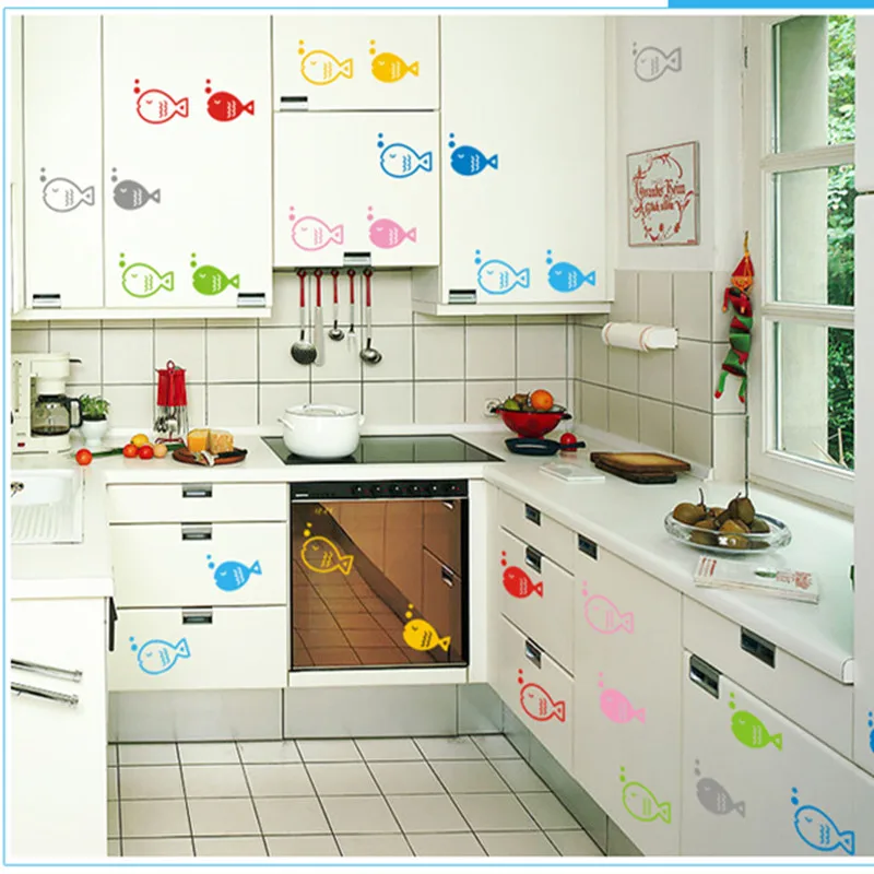 8 шт. наклейки на стену в виде рыбок|cartoon wall stickers|wall stickerwall sticker world |