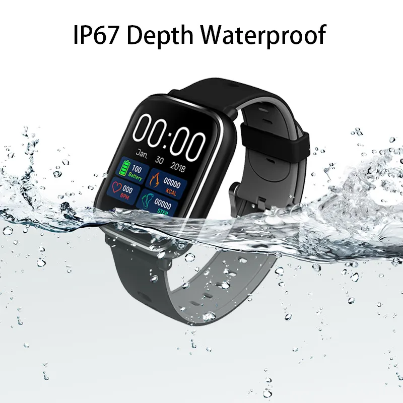 Водонепроницаемые умные часы с сенсорным экраном пульсометром и фитнес