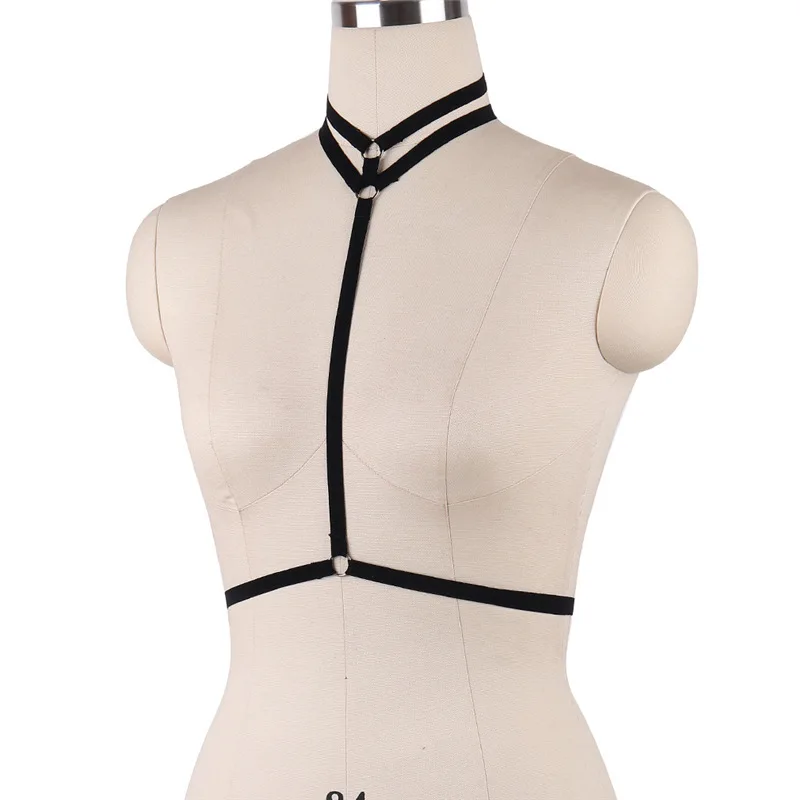 Simple Women Sexy Body Harness Garter Belt Gothic Bust Bondage Bra Elastic Adjustable Suspender Straps Bras LJH0006 | Женская одежда