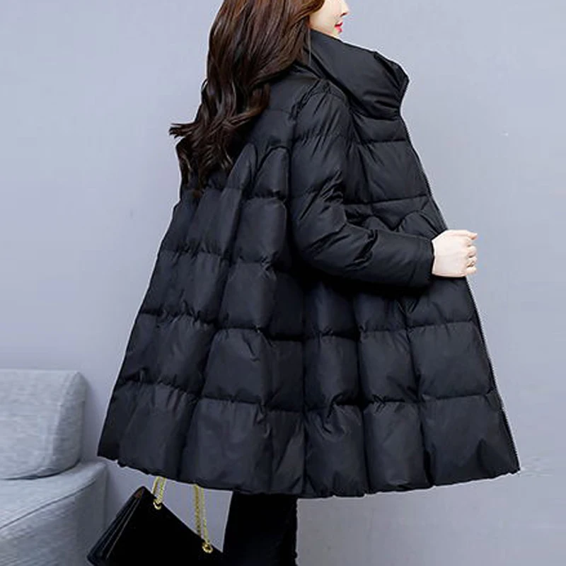 Женское хлопковое пальто с карманами однотонная Повседневная Длинная куртка на