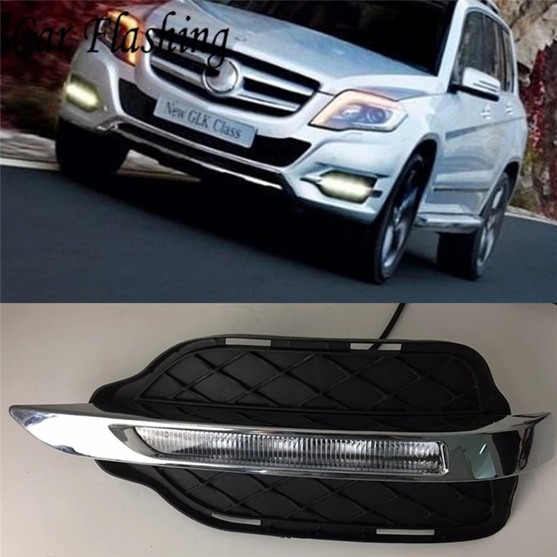 Автомобильный flasing 2 шт. для Mercedes Benz W204 GLK300 GLK350 GLK500 2013 2016 DRL Дневной светильник