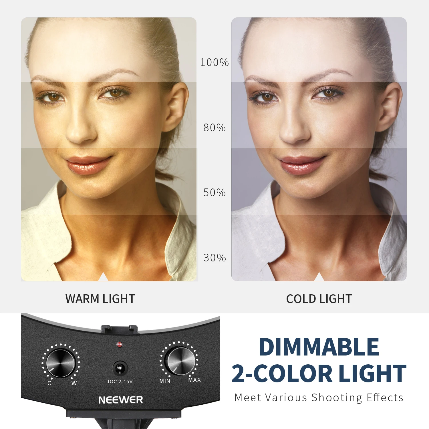 

Neewer 18-inch LED Ring Light Kit Adjustable Color Temperature with Battery or DC Power for Makeup Youtube Video Blogger Salon