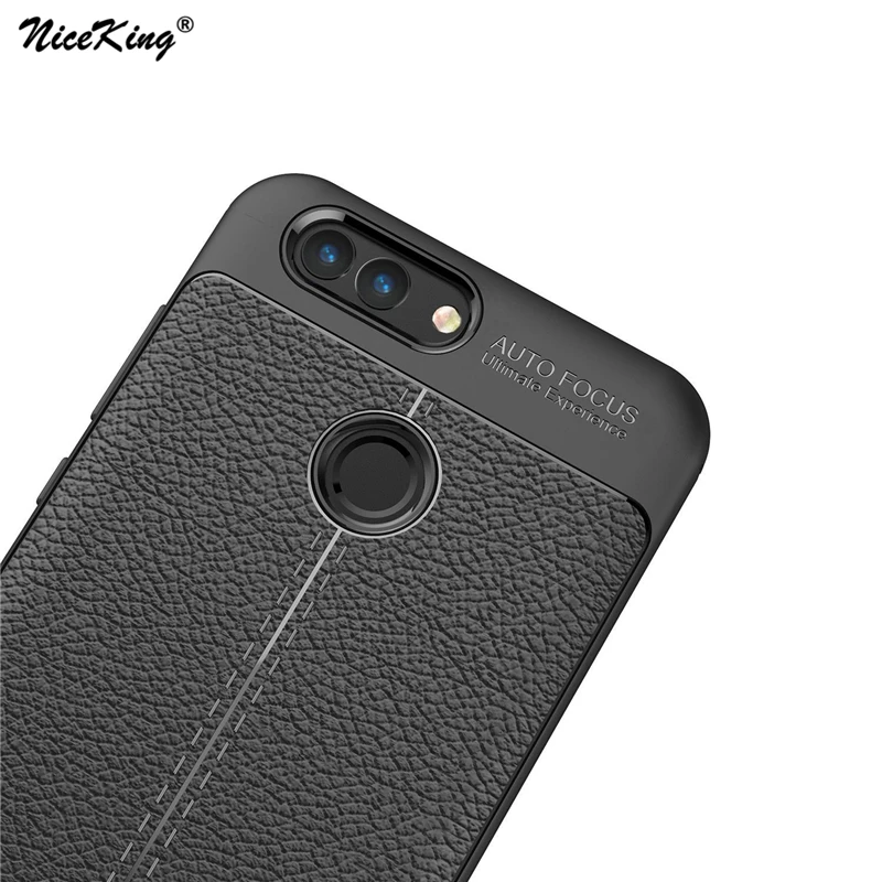 NiceKing Litchi Pattern Soft TPU Case For Coque Huawei Nova 2 Silicone Luxury PU Leather Cover Nova2 |