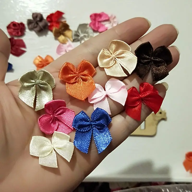 100 шт./лот микс цветов Мини атласная лента бант Свадебная коробка конфет