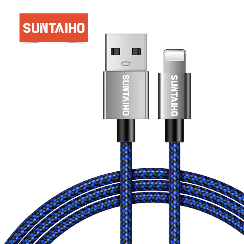 Suntaiho 2.4A USB кабель для iPhone xr xs max зарядное устройство USB кабель для передачи данных для iPhone X 8 7 6 6 S usb зарядный кабель телефонный шнур адаптация - Цвет: Black blue