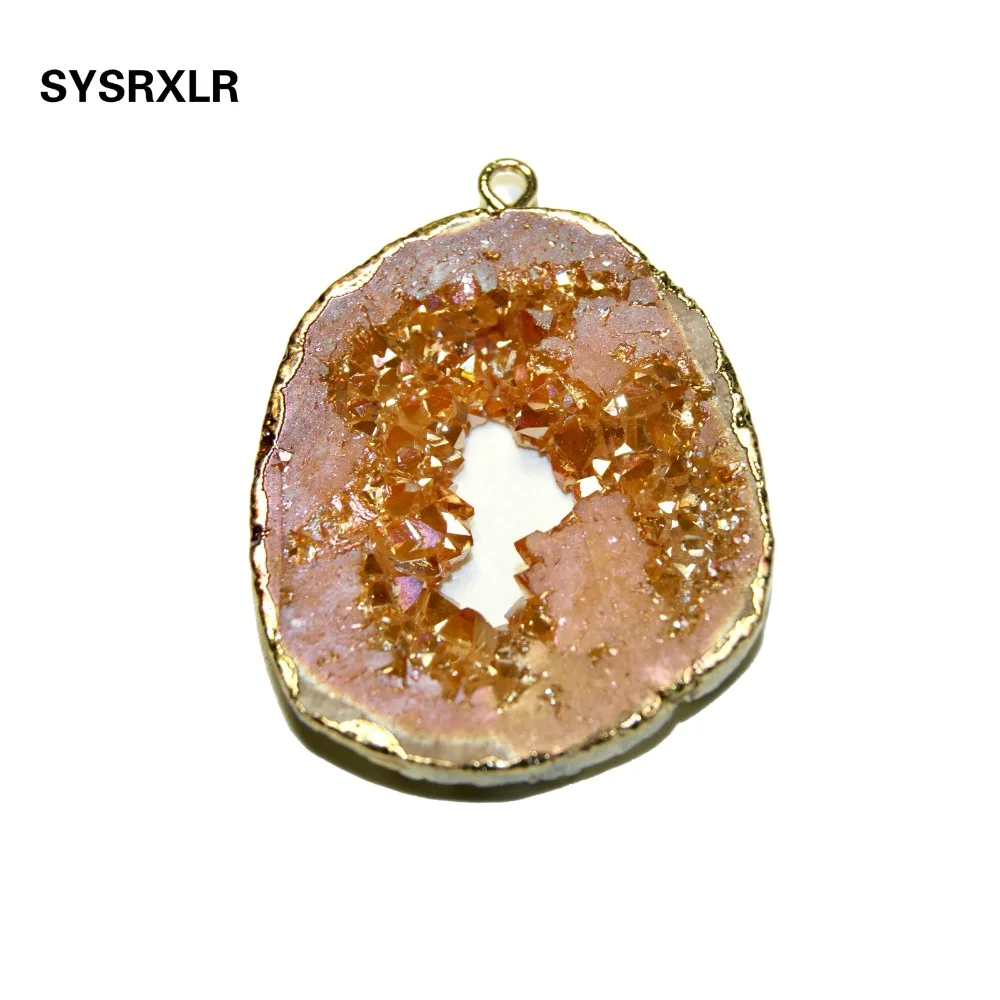 Оптовая продажа высокое качество натуральный жеод кулон уникальная форма