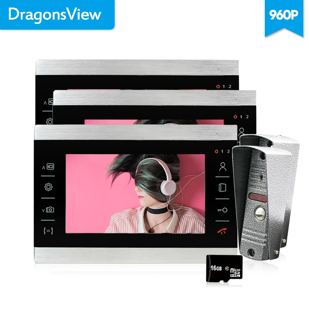 Dragonsview 960P дверной звонок Домофон камера система сенсорный ключ видео Entryphone 7 &quotX 3