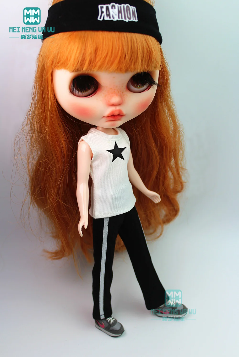 Одежда для кукол блайз черно-белая полосатая футболка куртка спортивные штаны