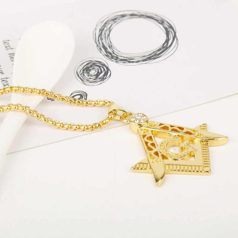 MQCHUN 2018 новые золотистые Серебристые ожерелья-масонские ожерелья Bling Compass G
