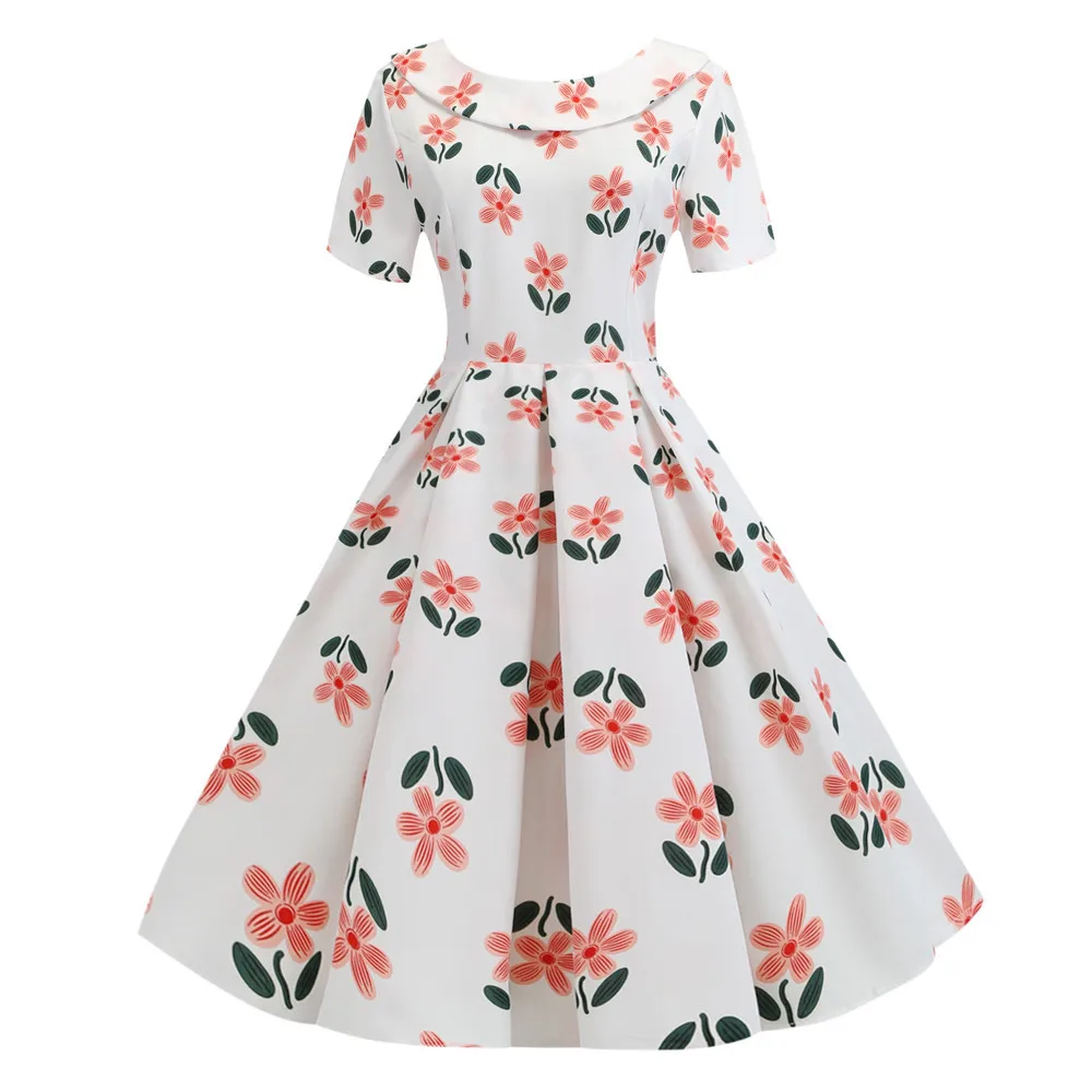 Женское винтажное платье в стиле ретро желтое с цветочным принтом 50 60 х лето