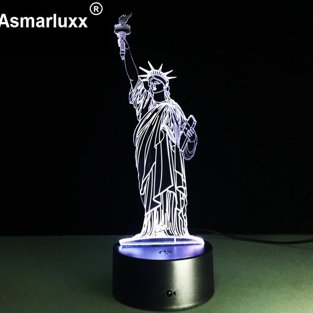 3D ночной Светильник US Liberty сменная лампа для настроения светодиодный светильник 5