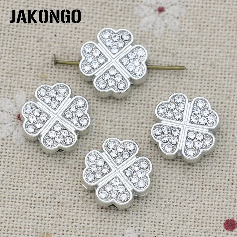 JAKONGO посеребренные бусины-разделители в форме клевера для изготовления