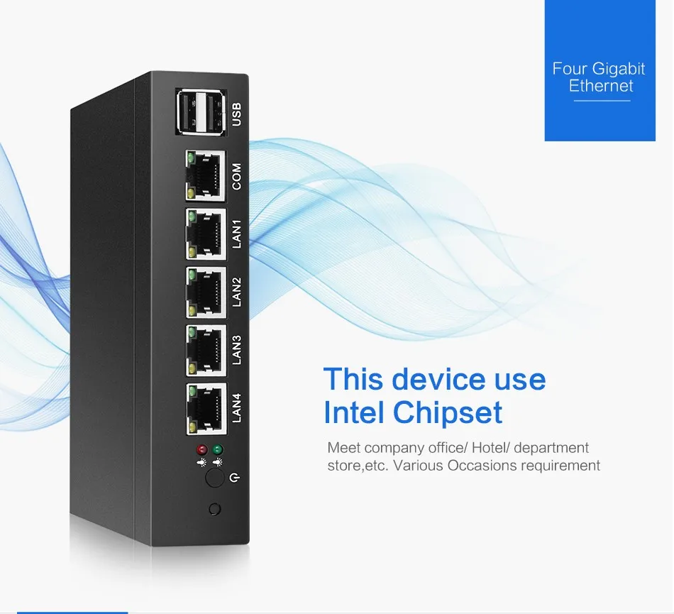 Маршрутизатор брандмауэра мини ПК Intel Celeron J1900 четырехъядерный 4x Intel i211AT Gigabit Ethernet Pfsense Appliance