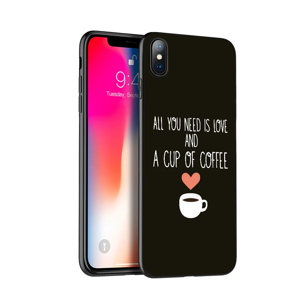 Черный чехол из ТПУ для iphone 5 5s SE 2020 6 6s 7 8 plus X 10 XR XS 11 pro MAX силиконовый время кофе |