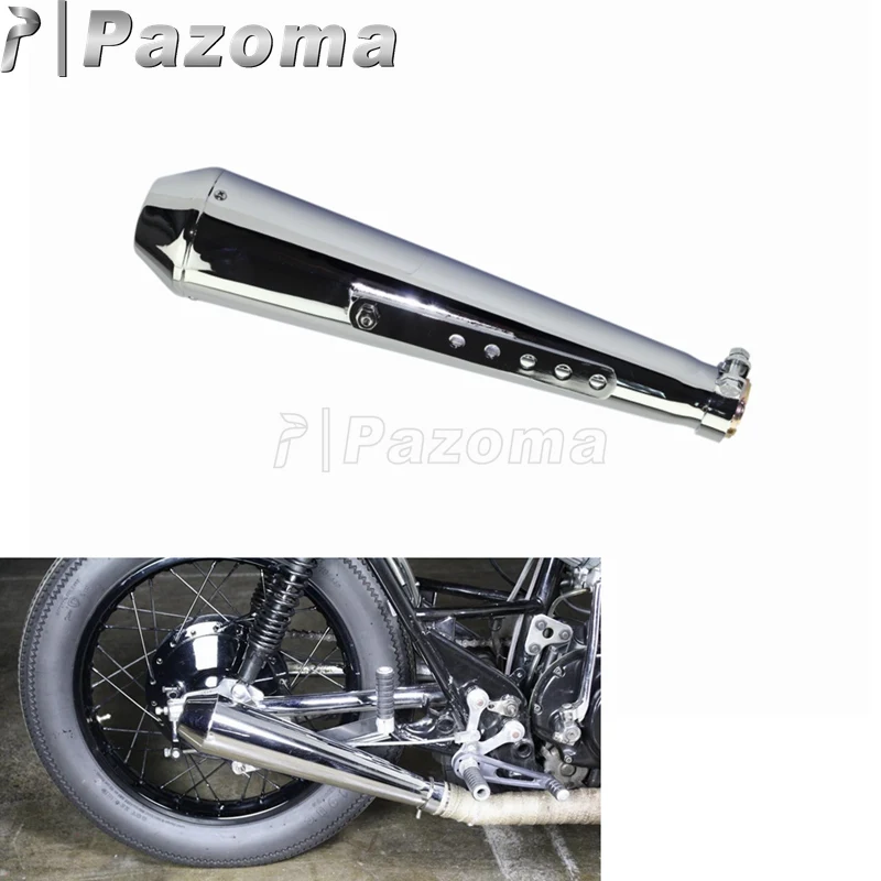 Серебряный глушитель выхлопной трубы мотоцикла с обратным конусом для Harley Cafe Racer