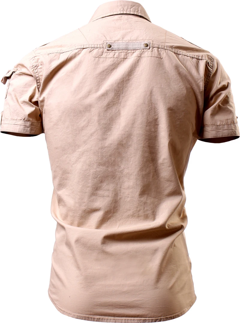 Мужская хлопковая рубашка с коротким рукавом в стиле милитари|brand men shirts|men brand