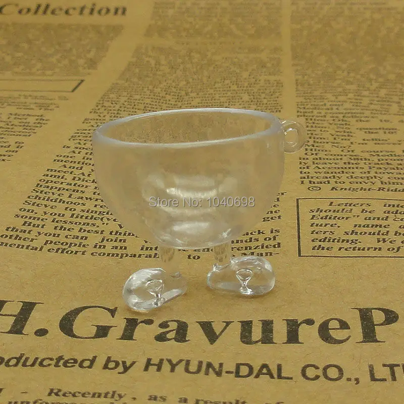 

20pcs/lot Clear Both feet cup imitation PVC Plastic glass 32mm Artificial Parfait Cups Miniature Food Deco Part