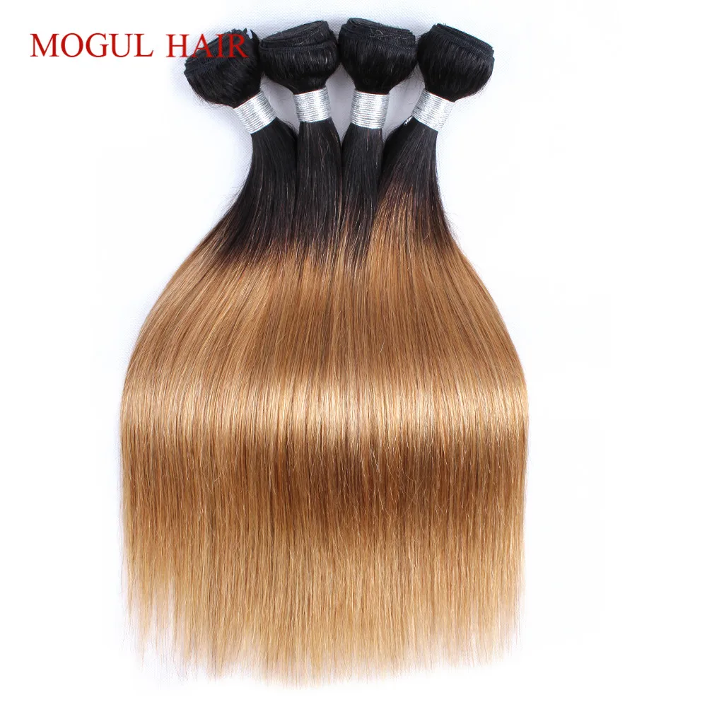 MOGUL HAIR T 1B 27 Омбре медовый блонд волосы на Трессах 3/4 пучков индийские прямые волосы не Реми человеческие волосы для наращивания 10-24 дюймов
