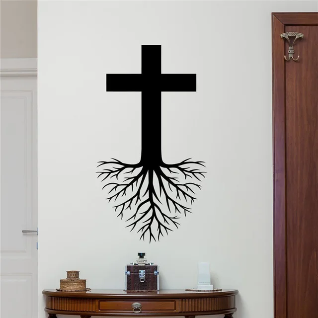 

Cross Roots Wall Decal Christian God Jesus Christ Religion Vinyl Sticker Church Wall Decor Kids Bedroom Wall Sticker