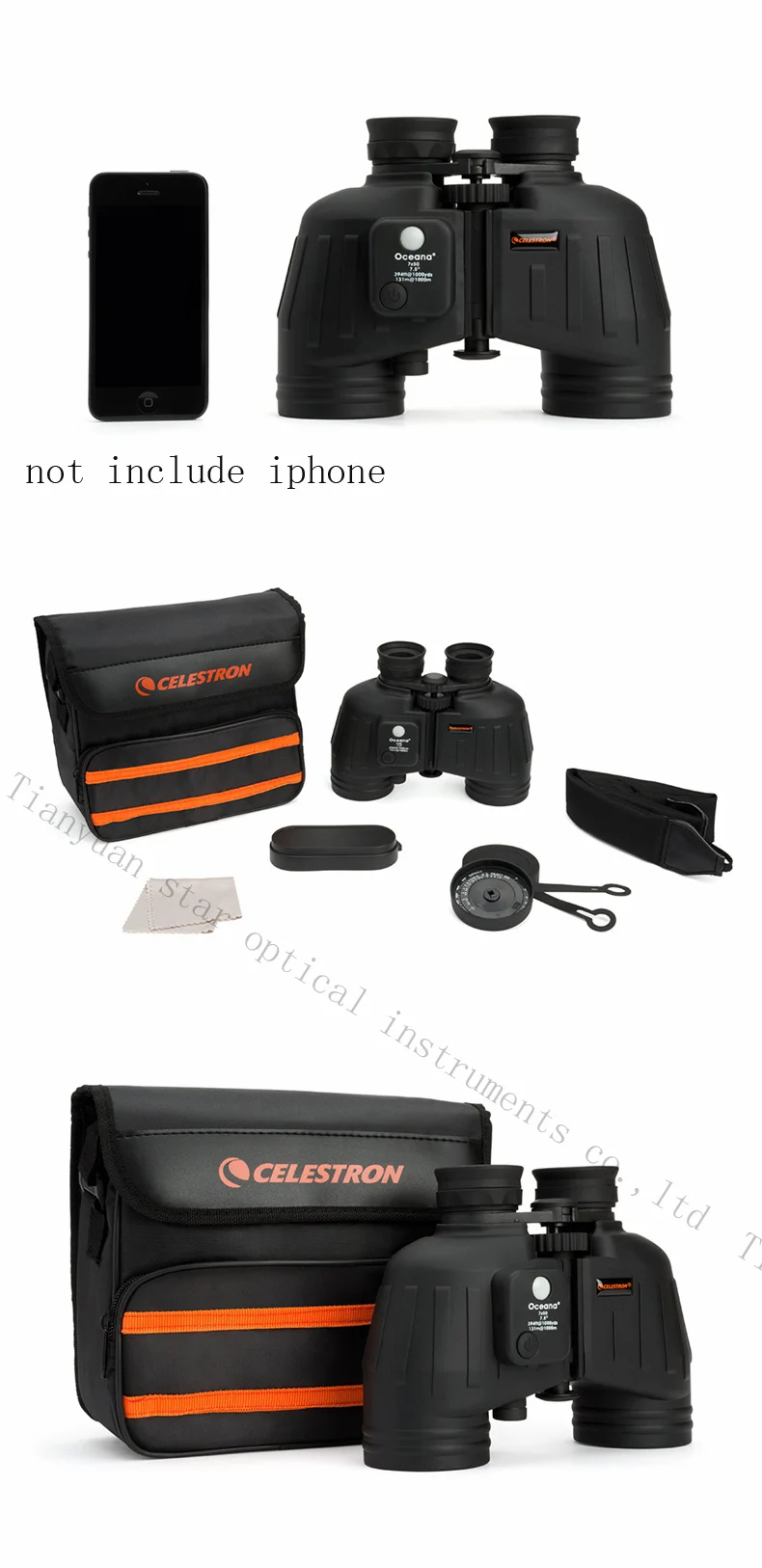 Celestron alexana 7x50 Porro бинокулярный компас позиционирования высокой четкости водонепроницаемый широкоугольный координат(черный