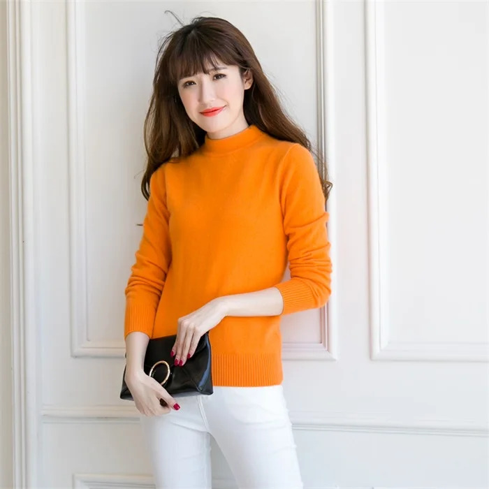 Orange yellow Gejas Ainyu осенне-зимние свитера Мода женские кашемировые свитера с высоким воротом свитер Женский вязаный пуловер зимние топы - Цвет: Orange yellow
