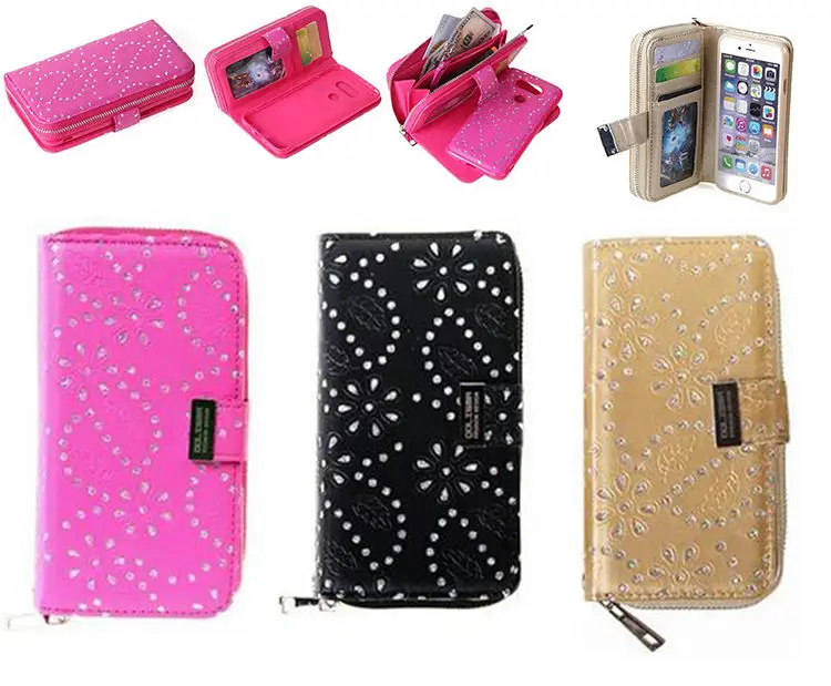 Роскошный Магнитный съемный чехол кошелек из искусственной кожи на молнии с