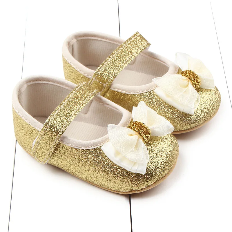 

Butterfly-knot princess Bling Shine baby shoes soft bottom anti-slip toddler shoes infant Toddler Firstwalker