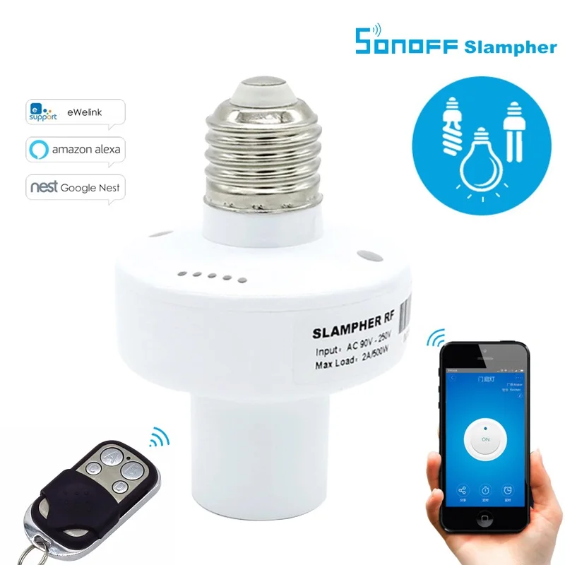 Sonoff Slampher E27 WiFi светильник держатель лампы 433 МГц RF умный беспроводной светильник держатель для умного дома пульт дистанционного управления IOS Android - Цвет: Slampher with 433