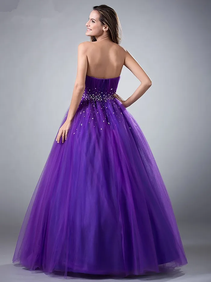 Пышное фиолетовое платье Quinceanera недорогое бальное милое фатиновое с бисером и