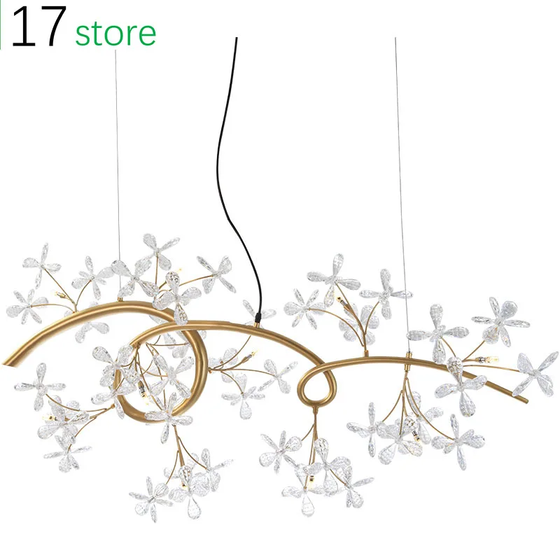 

Nordic crystal chandelier post-modern luxury natural crystal ring simple living room dining room lamps and lanterns