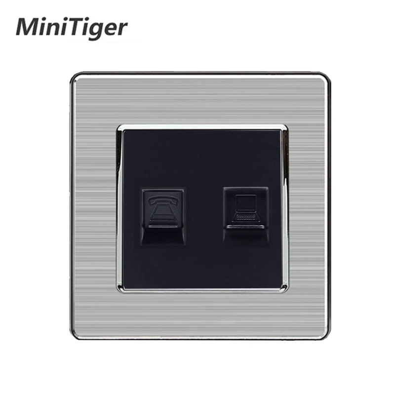 Minitiger RJ45 разъем для интернет данных CAT5E с 2 ядрами RJ11 телефонная розетка из