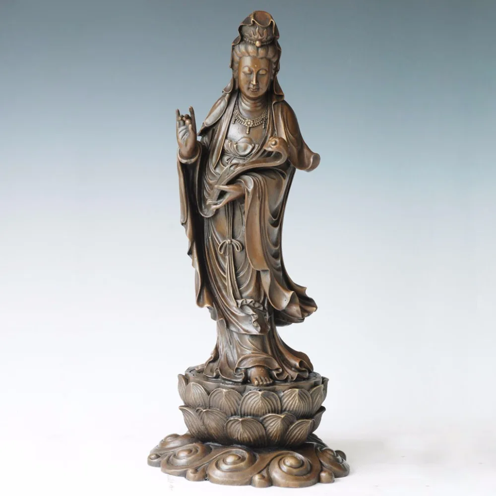 

Avalokitesva buddha statue Guanyin figurine Chinese Metal Buddha sculpture Ruyi guan Yin Art