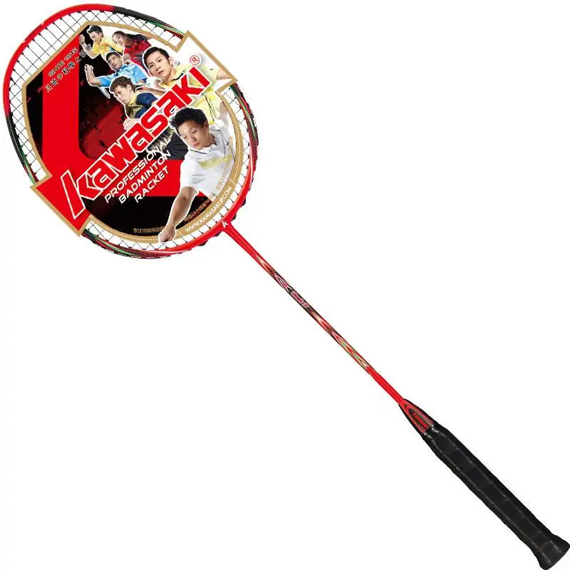 Only74g Kawasaki Red Color Superlight badminton racket Full Carbon Badminton Racket Raquette Badminton Strung With grip - Цвет: Red-7