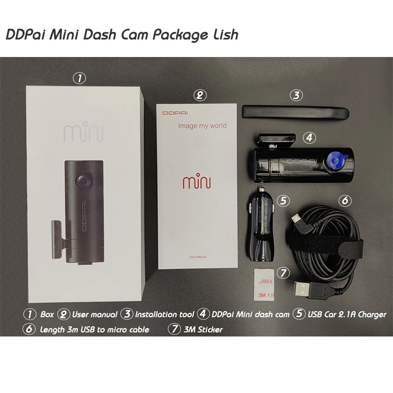 Оригинальный мини видеорегистратор DDPai с английской раскладкой миниатюрный