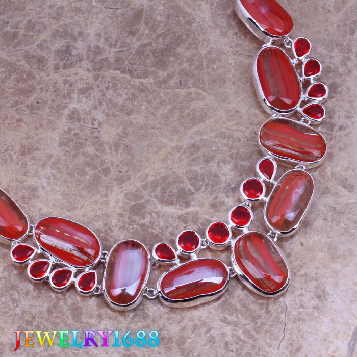 Чудесное ожерелье из красного дихройного стекла покрытое серебром L564 | Украшения