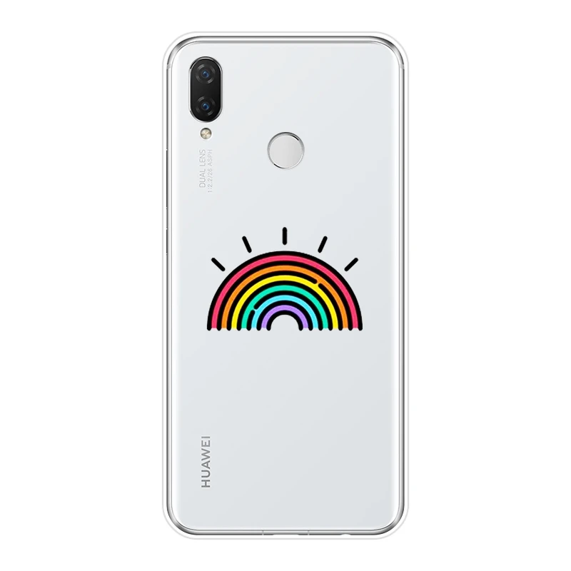 Задняя крышка для Huawei Nova 2i 3 3I 3E 2 Lite Plus Kawaii Cloud Rainbow мягкий силиконовый чехол