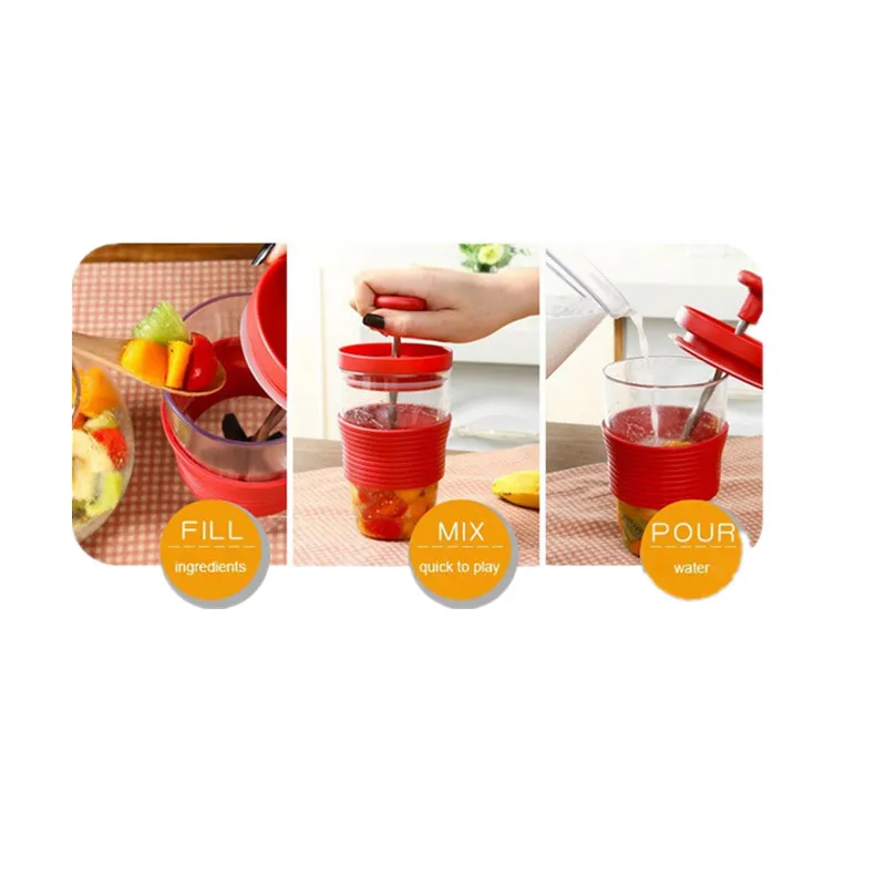 Fruit Tools 300ml Plastic Kitchen Mini Manual Juicer Squeezer Juice Stirring Mixing Cup Smoothie Maker fruit juice |