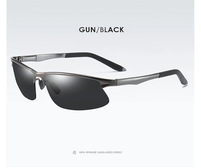 Gray Black AORON Мужские поляризационные солнцезащитные очки спортивные прямоугольные очки алюминиево-магниевая оправа UV400 Солнцезащитные очки - Цвет линз: Gray Black