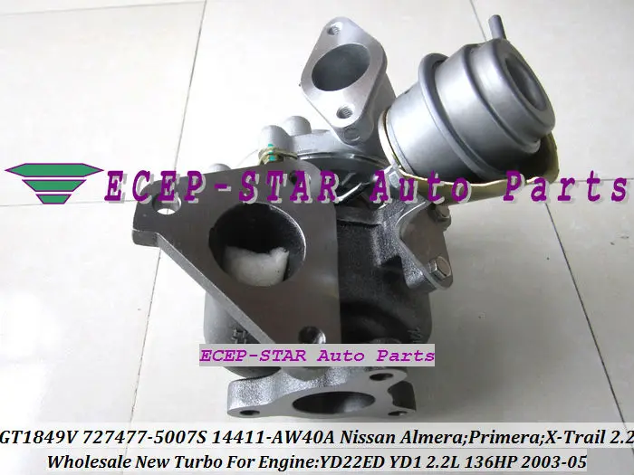Бесплатная доставка Турбокомпрессор GT1849V 727477 0005 14411 AW40A для NISSAN Almera Primera X Trail T30 YD22
