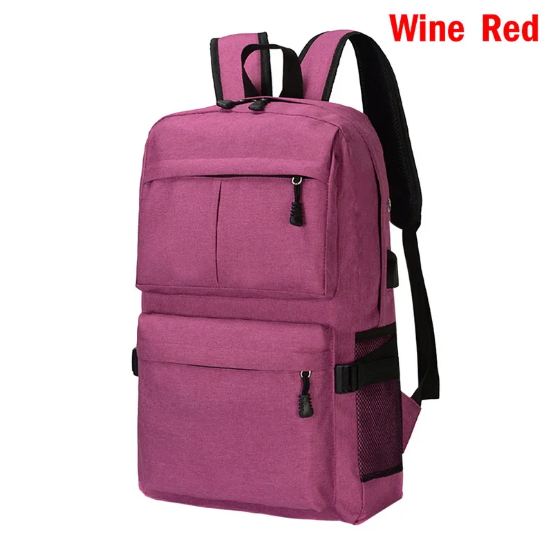 wine red MoneRffi Usb рюкзак для ноутбука, сумки для книг, школьный рюкзак, повседневный рюкзак, модный мужской рюкзак - Цвет: wine red