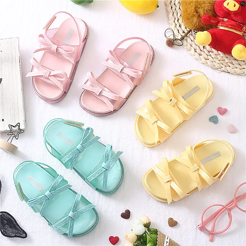 Мини Melissa 3 цветной галстук бабочка милые пластиковые сандалии для девочек 2019